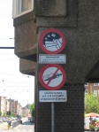 Amsterdam has Marijuana or Pot Bars, a popular attraction for part of the city's  tourist industry. This sign warns against smoking marijuana or drinking alcohol in the street.